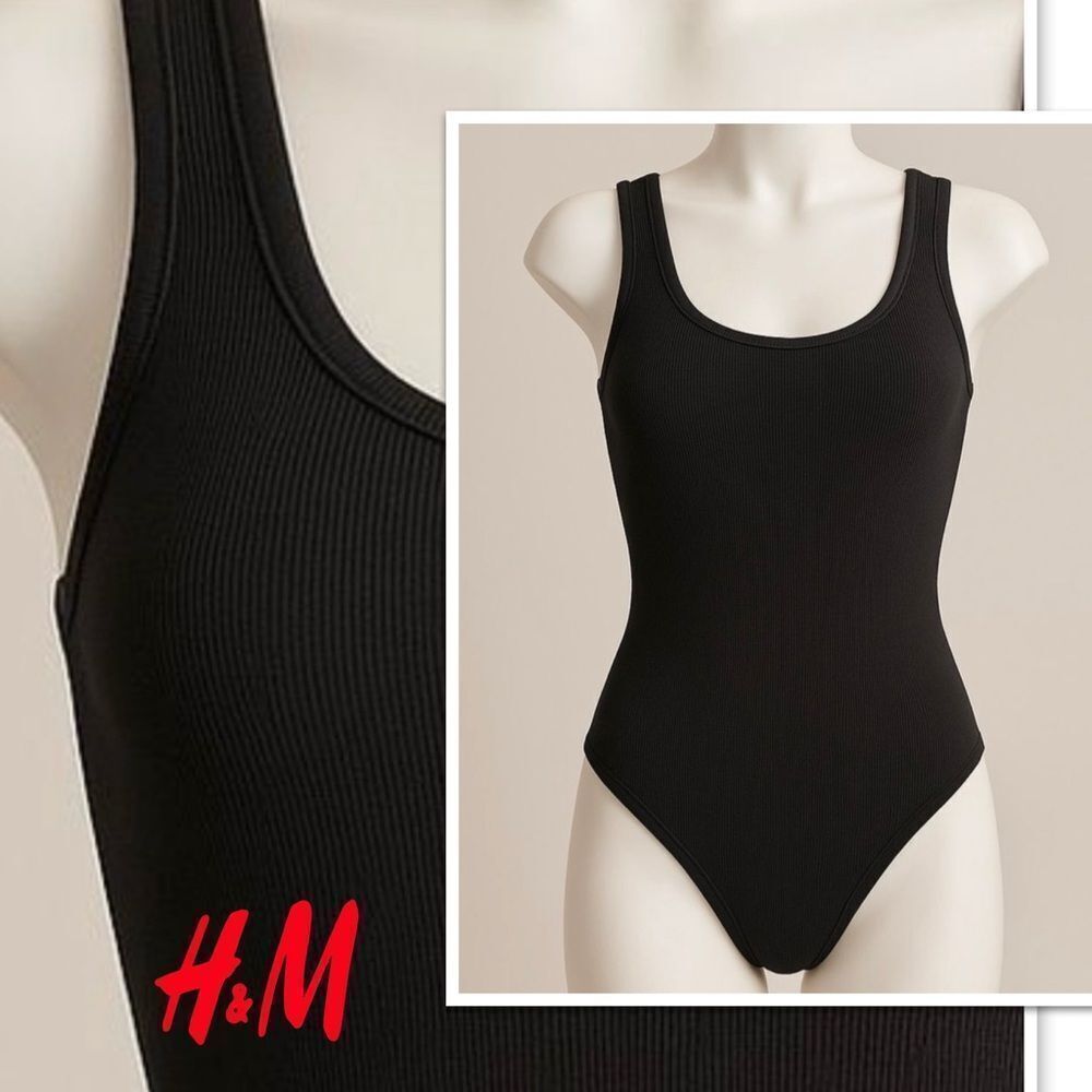 H&M Ribbed Racerback Thong Bodysuit. Size Small
